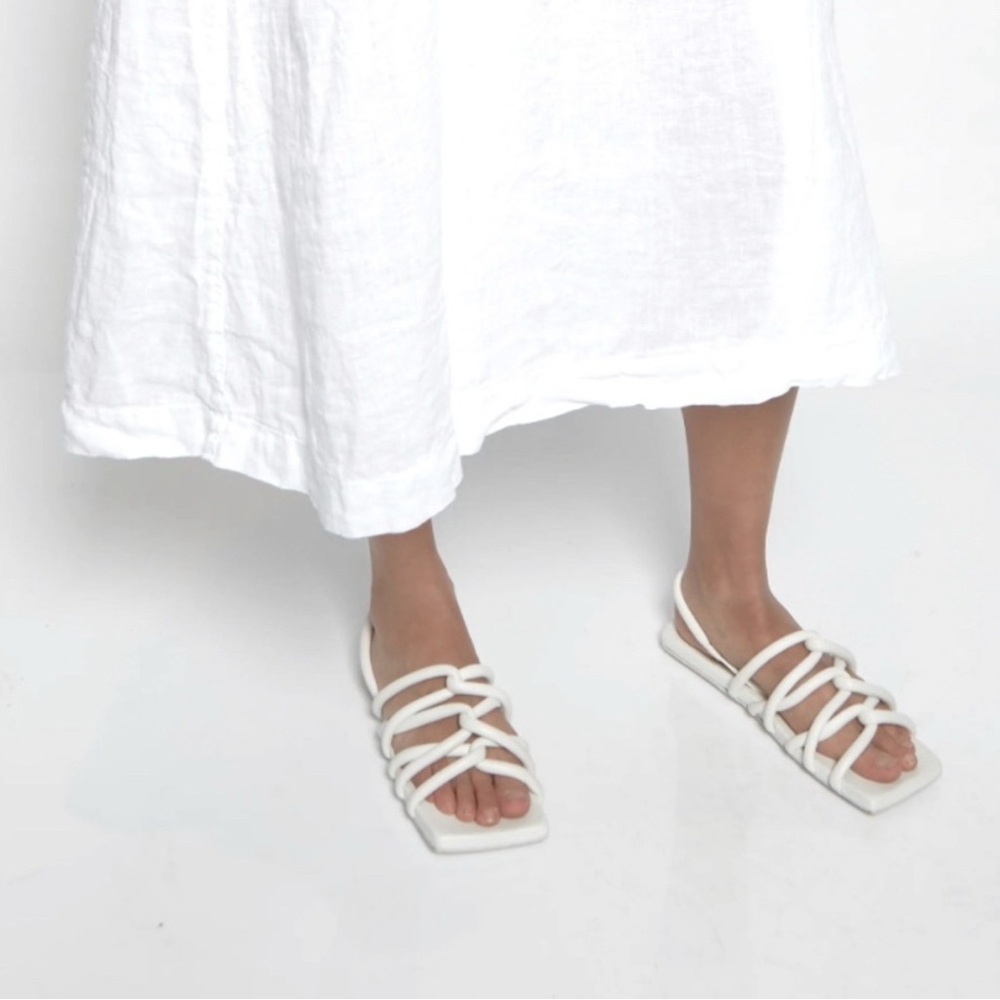 MARSÈLL Tavola Leather Strappy Sandal in Optical White Women’s Size 39 New